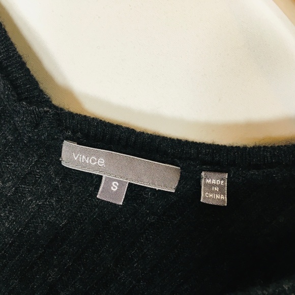 Vince Sweater Yak wool ribbed EUC v neck S gray - Picture 2 of 4